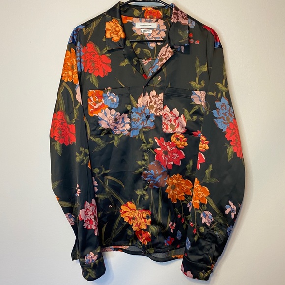 Urban Outfitters Tops - Urban outfitters Satin Button Down Shirt US Womens LG floral pattern